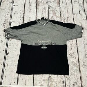 Harley-Davidson Gray Motorcycle Biker Mens Vneck Tee Top Shirt